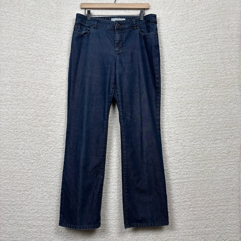 Chico's Platinum Denim Jeans 1.5 Reg 10 Blue Ultimate Fit Boot Leg 5 Pocket Zip